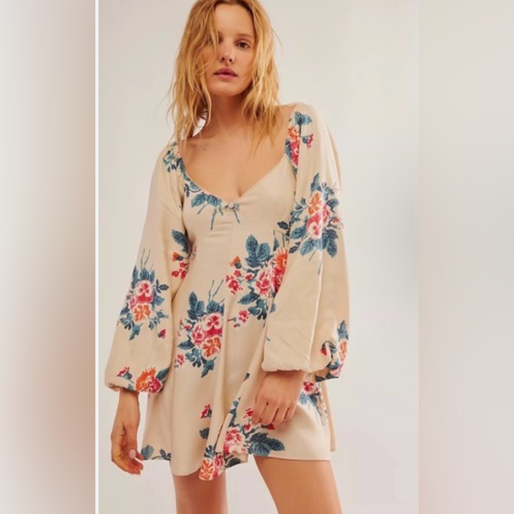 Free People Women's Francesca Floral-Print Mini Dress SZ L NWOT